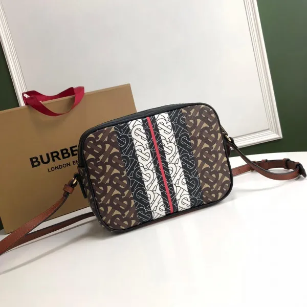 Eliminating the middleman and passing on savings to you. With massive production and tax-free benefits BURBERRY Medium Monogram Stripe E-canvas Camera Bag 0119