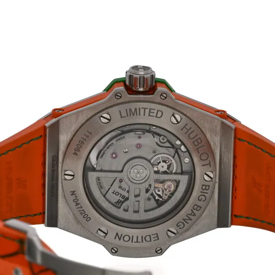 Eliminating the middleman and passing on savings to you. With massive production and tax-free benefits HUBLOT Stainless Steel Rubber Orange Sapphire Bezel 39mm Big Bang 