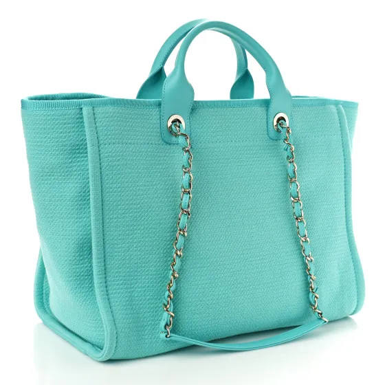 Repladies offers premium fake Louis bags at unbeatable prices. Our products are cheap because we focus on direct sales CHANEL Mixed Fibers Medium Deauville Tote Turquoise 0123