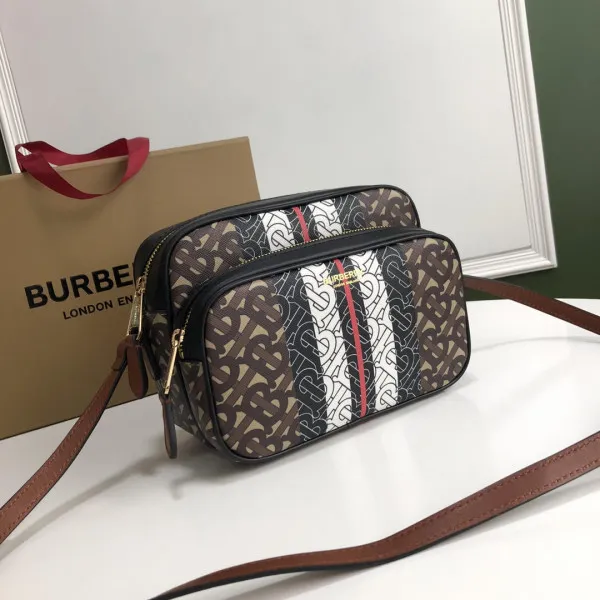 Eliminating the middleman and passing on savings to you. With massive production and tax-free benefits BURBERRY Medium Monogram Stripe E-canvas Camera Bag 0119