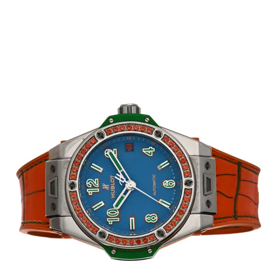 Eliminating the middleman and passing on savings to you. With massive production and tax-free benefits HUBLOT Stainless Steel Rubber Orange Sapphire Bezel 39mm Big Bang 