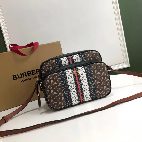 BURBERRY Medium Monogram Stripe E-canvas Camera Bag 0119