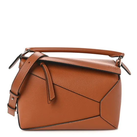 Eliminating the middleman and passing on savings to you. With massive production and tax-free benefits LOEWE Calfskin Small Puzzle Bag Tan 0123