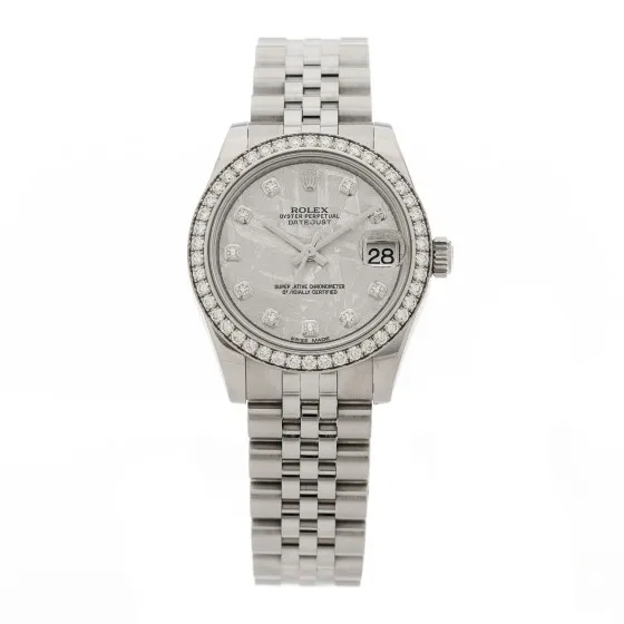 ROLEX Stainless Steel 18K White Gold Diamond Bezel Meteorite 31mm Oyster Perpetual Datejust Watch 178384 0113