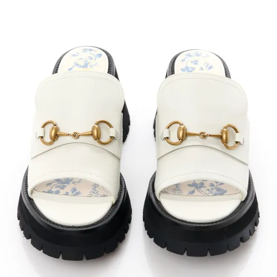 Eliminating the middleman and passing on savings to you. With massive production and tax-free benefits GUCCI Cordovan Lux Womens Harald Horsebit Platform Slide Sandals 39 Dusty White 0121