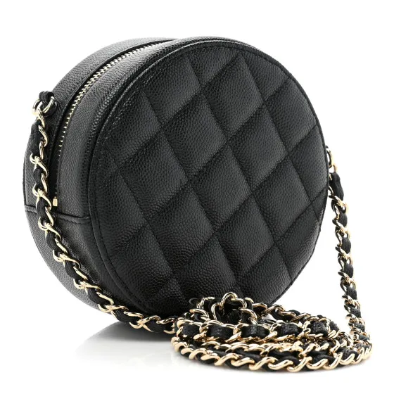 Repladies offers premium fake Louis bags at unbeatable prices. Our products are cheap because we focus on direct sales CHANEL Caviar Quilted Round Clutch With Chain Black 0128