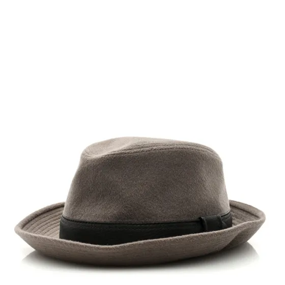 HERMES Cashmere Deerskin Funk Drap Hat 58 Ecorce Marron 0112