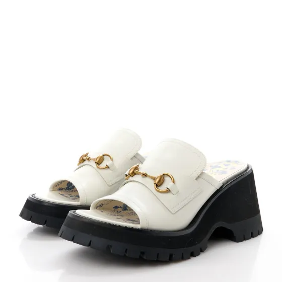 Eliminating the middleman and passing on savings to you. With massive production and tax-free benefits GUCCI Cordovan Lux Womens Harald Horsebit Platform Slide Sandals 39 Dusty White 0121