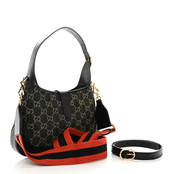 Repladies offers premium fake Louis bags at unbeatable prices. Our products are cheap because we focus on direct sales GUCCI Jacquard Denim GG Monogram Small Jackie 1961 Hobo Black Ivory 0125