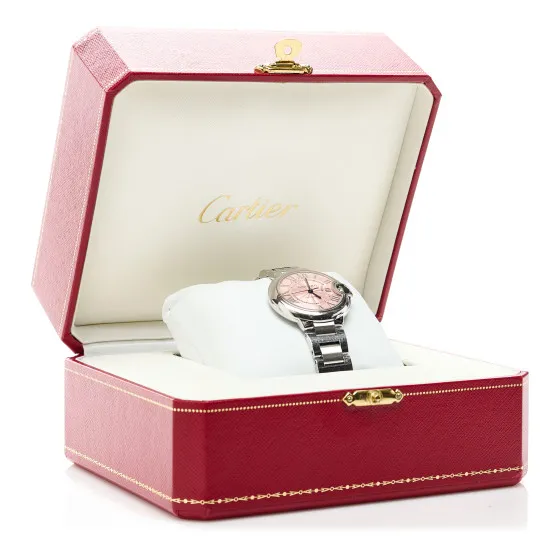 Eliminating the middleman and passing on savings to you. With massive production and tax-free benefits CARTIER Stainless Steel 33mm Ballon Bleu De Cartier Automatic Watch Pink 0116