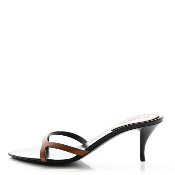 SAINT LAURENT Calfskin Carla 60 Mule Sandals 37 Cuoio 0112